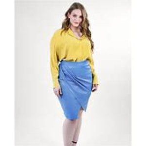 Marie Pour Toi Pleather Faux Wrap Skirt - Plus Size